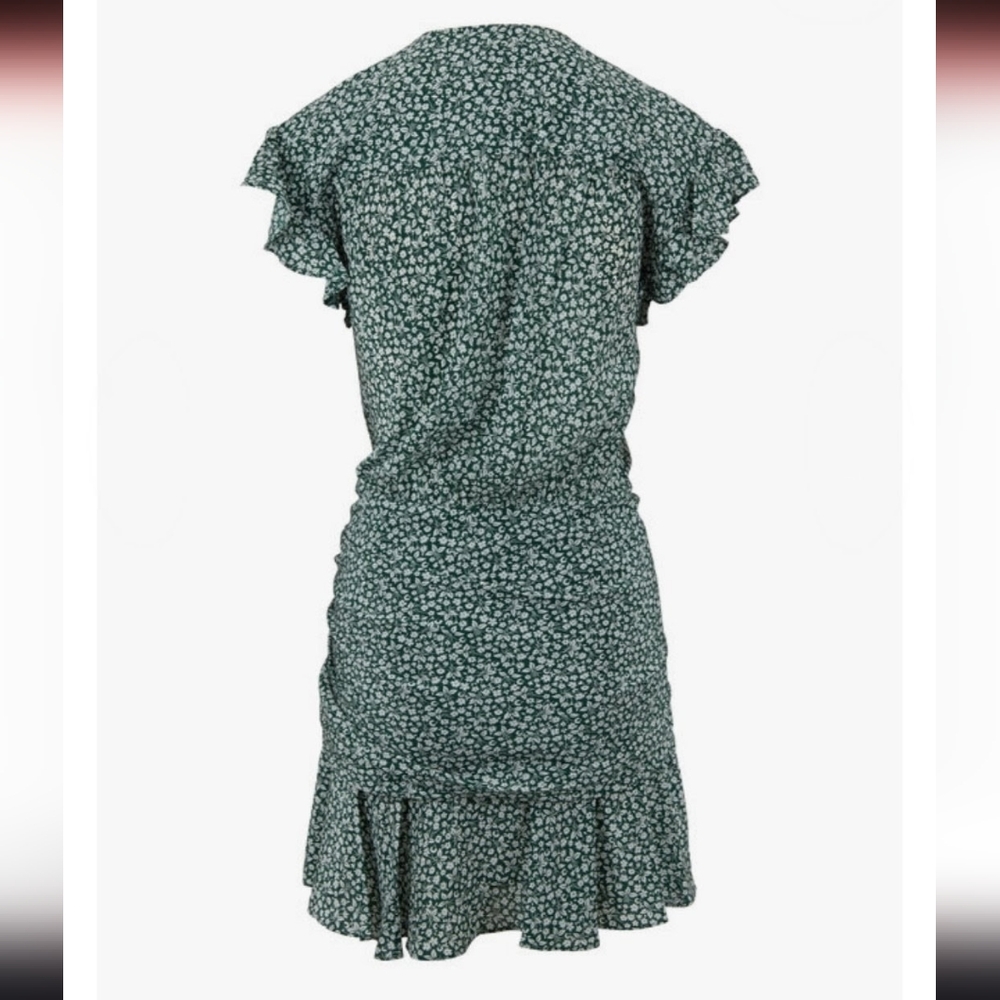 $550 Veronica Beard Marla Forest Green Ruched Silk Dress Size 4 - Picture 8 of 13